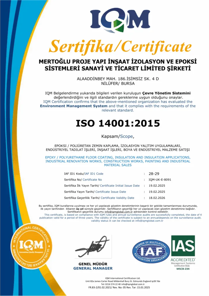 Mertoğlu Yapı ISO 14001 yönetim sistemi belgesi